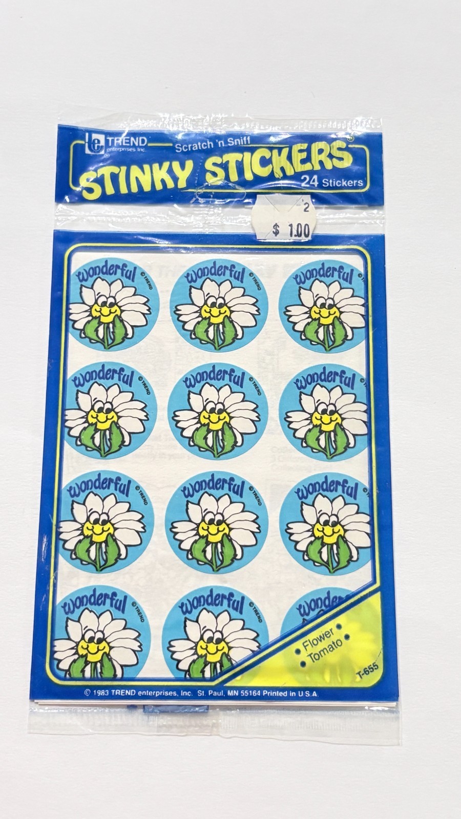 Vintage 1983 TREND Stinky Stickers Wonderful Flower Scratch Sniff 24 T-655