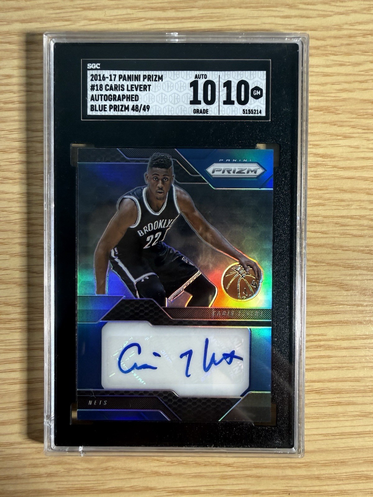 2016-17 Panini Prizm Blue- Rookie Signatures Caris LeVert #18 /49 SGC 10 Pop 1