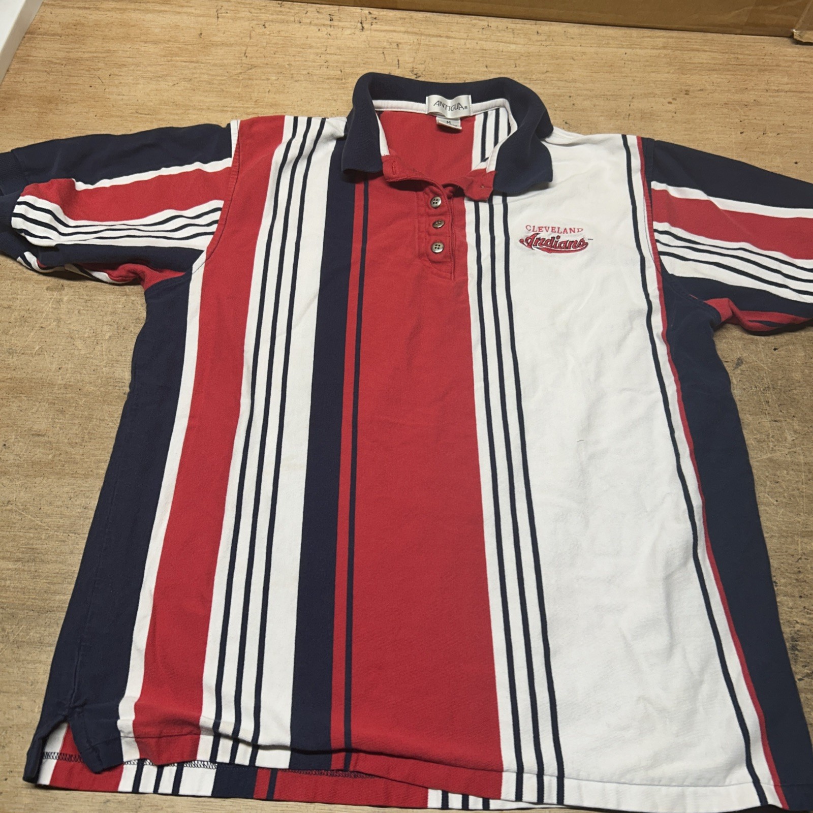 Vintage Antigua Cleveland Indians Polo Shirt Size Medium Cotton