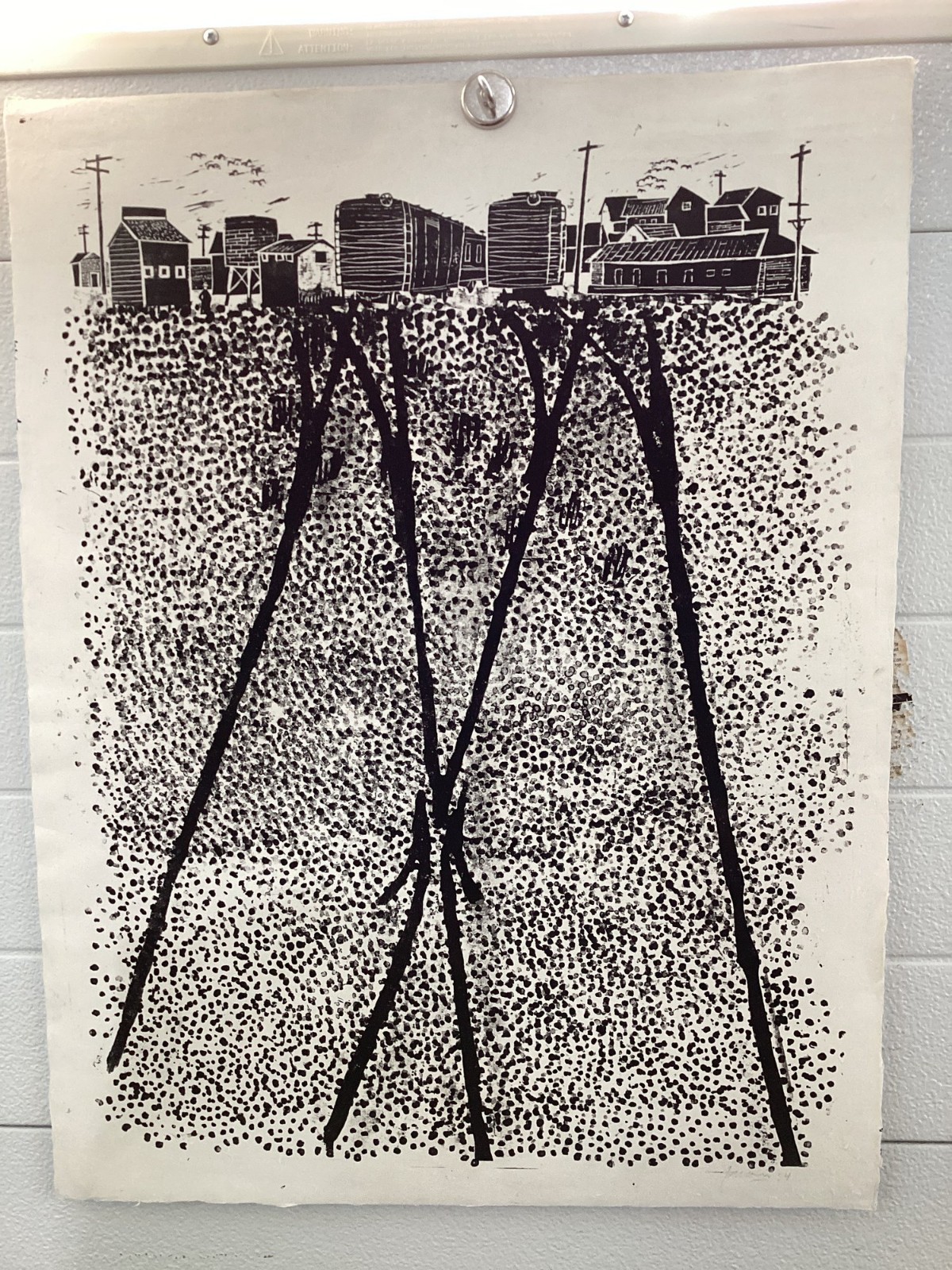 Antonio Frasconi Railroad Yard 1954 Pencil Signed Original Woodcut Print Antonio Frasconi Railroad Yard 1954 Pencil Signed Original Woodcut Print