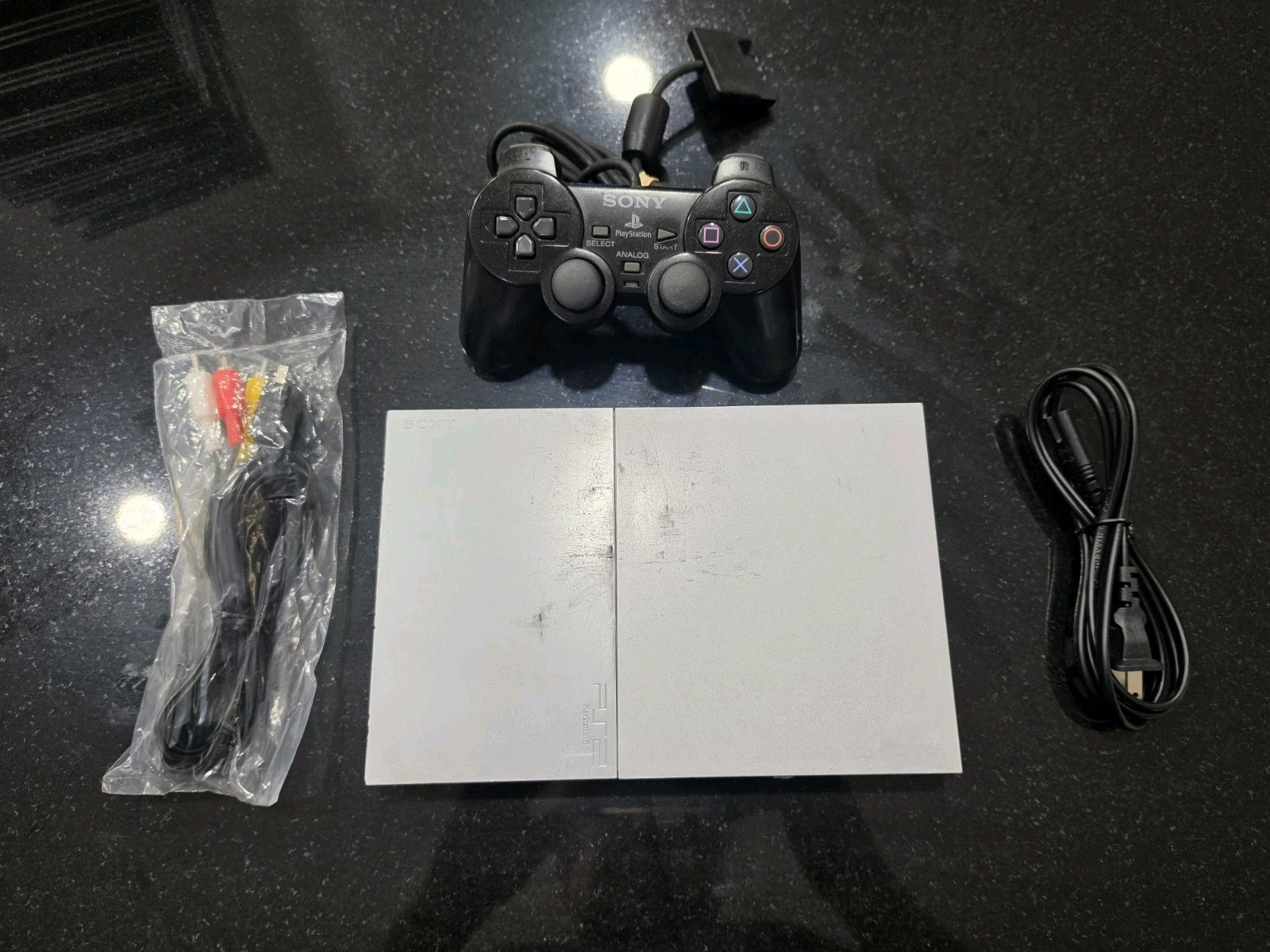 Sony PlayStation 2 PS2 Slim Silver Console Complete. Tested Working 90001 Read Sony PlayStation 2 PS2 Slim Silver Console Complete. Tested Working 90001 Read