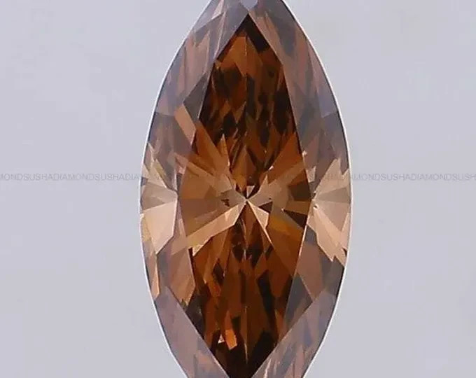 CERTIFIED 2.07Ct Earth-Mined Natural Diamond Brown marquise cut LOOSE VVS1/13 mm