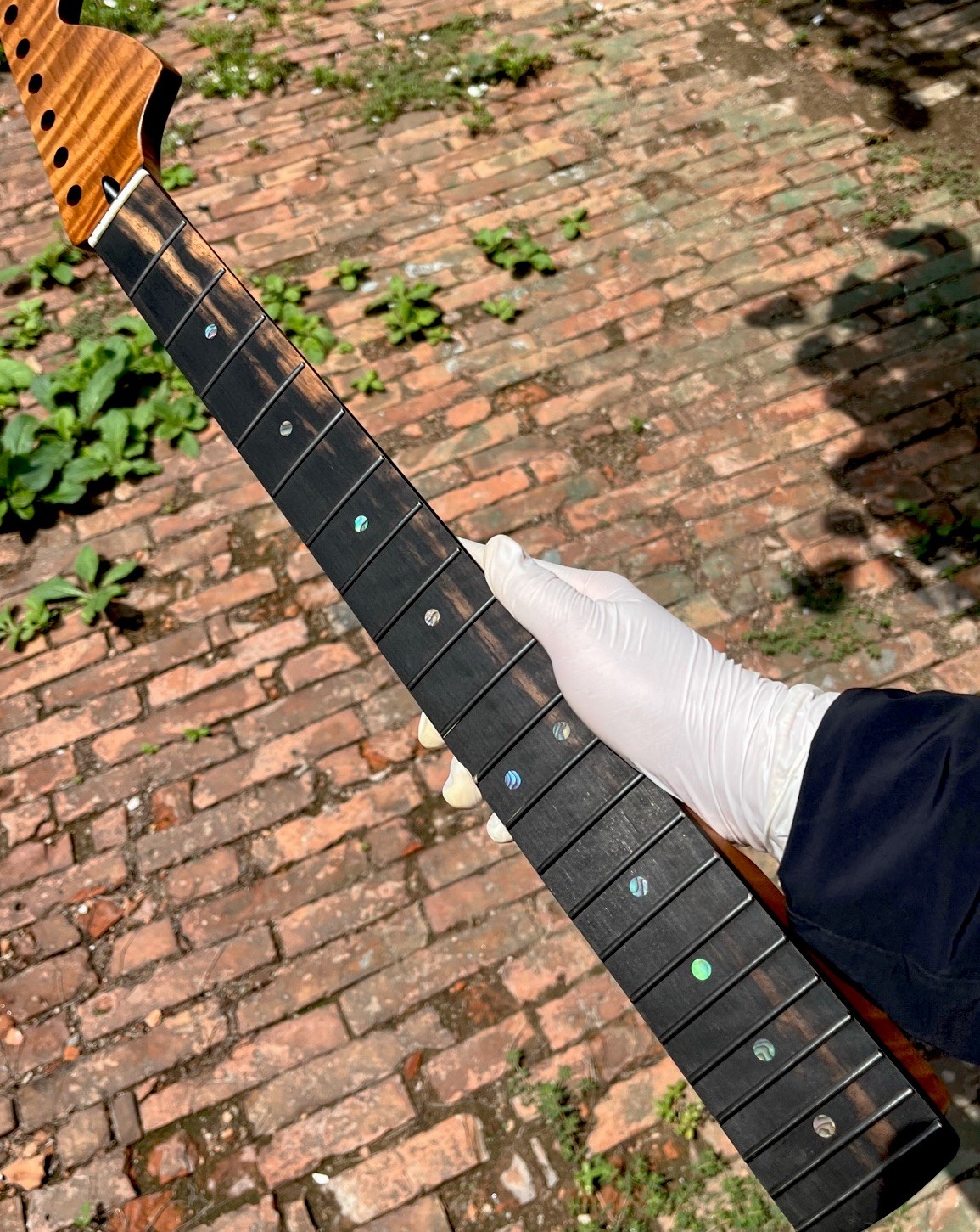 Big Head Ebony Jumbo Stainless steel 22fret Roasted flame maple Guitar Neck 12in