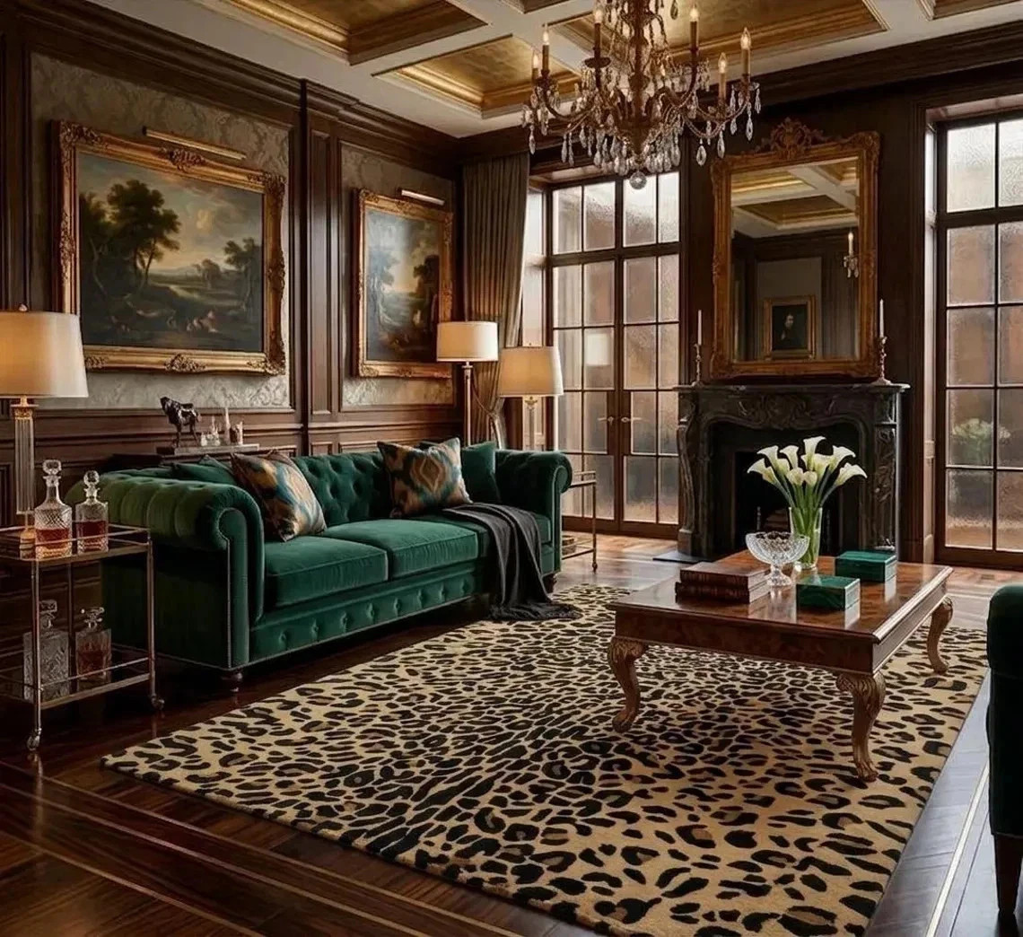 Share Hand-Tufted Leopard Print Wool Rug Beige Brown Safari Area Carpet