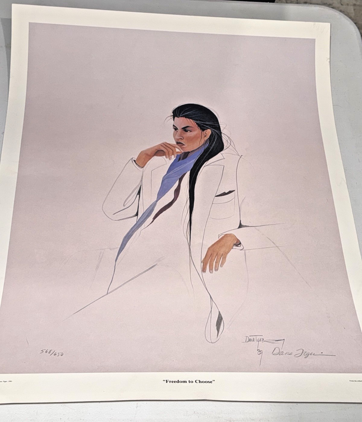 VINTAGE 1991 DANA TIGER SIGNED PRINT FREEDOM TO CHOOSE 568/650 UNFRAMED