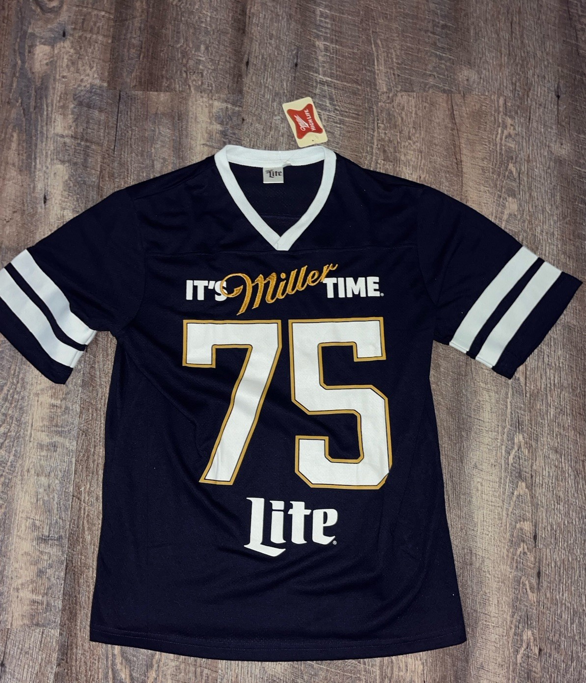 Miller Lite It’s Miller Time 75 Jersey Style Shirt Blue/White Men’s Medium Miller Lite It’s Miller Time 75 Jersey Style Shirt Blue/White Men’s Medium