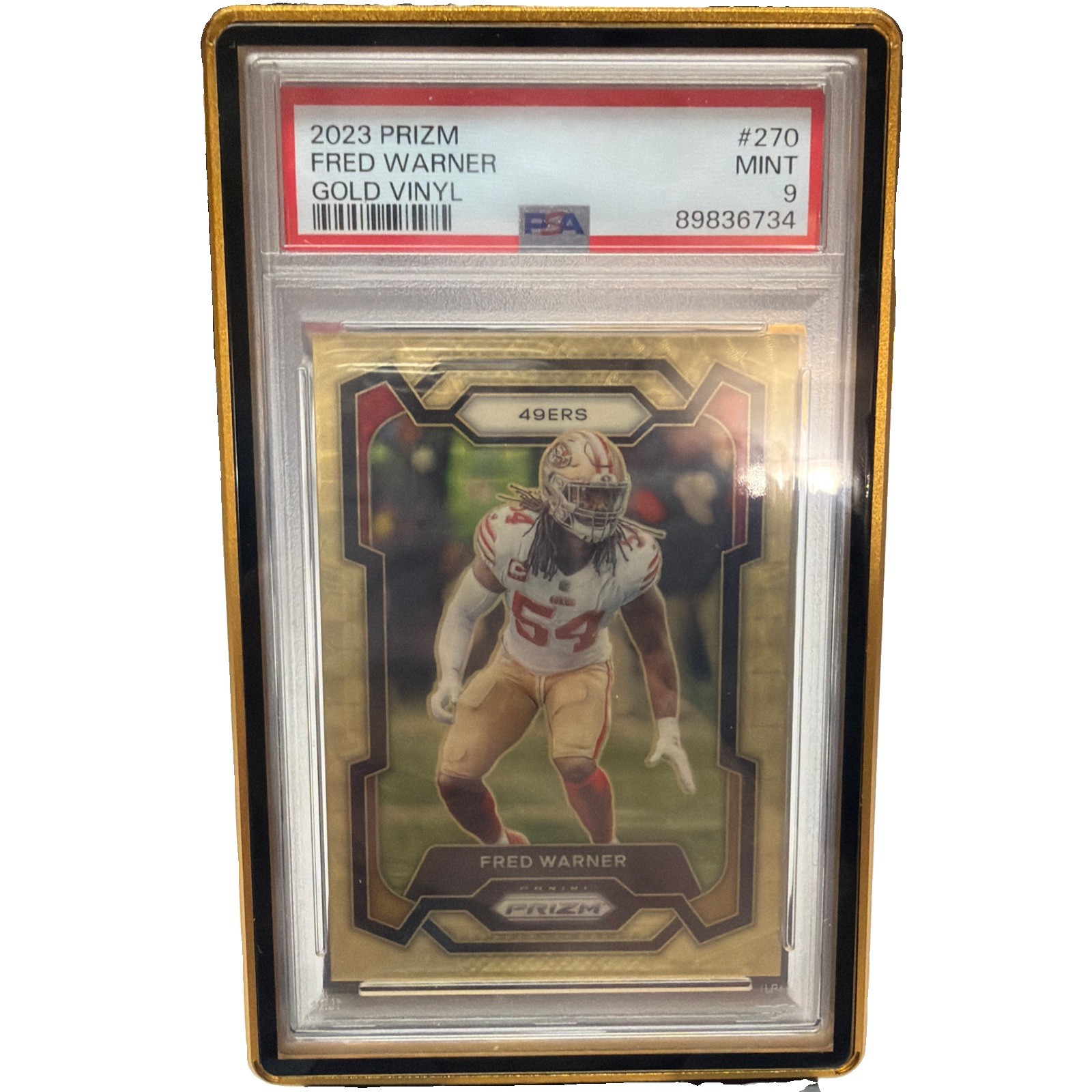 2023 PANINI PRIZM #270 FRED WARNER GOLD VINYL 4/5 PSA 9 49ers