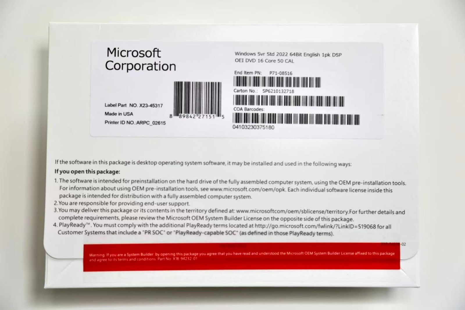 Microsoft Windows Server 2022 Standard 64Bit 16 Core-50 CALs DVD With Key& Microsoft Windows Server 2022 Standard 64Bit 16 Core-50 CALs DVD With Key&