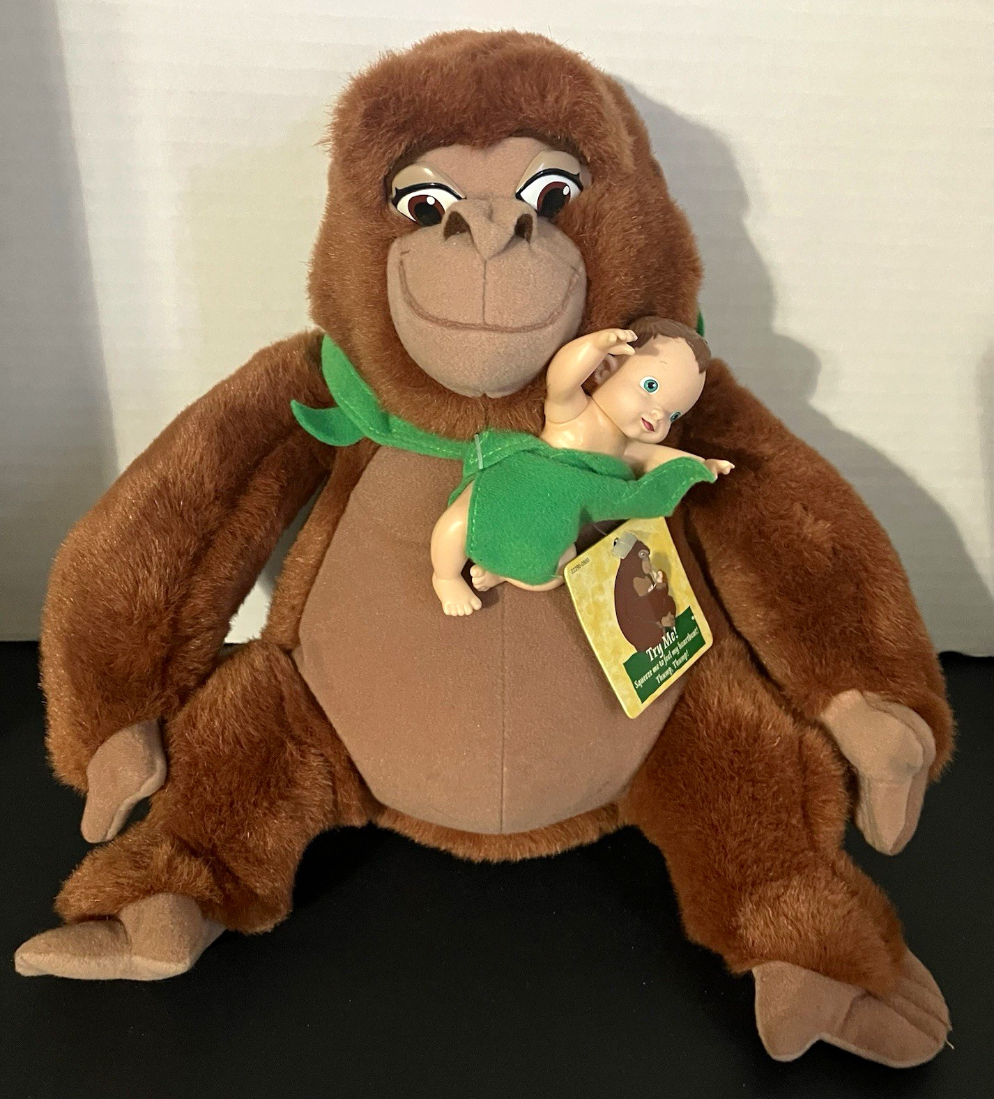 VTG 1998 Mattel Disney Tarzan KALA Plush w/Baby Tarzan NOS Heartbeat Works NWT