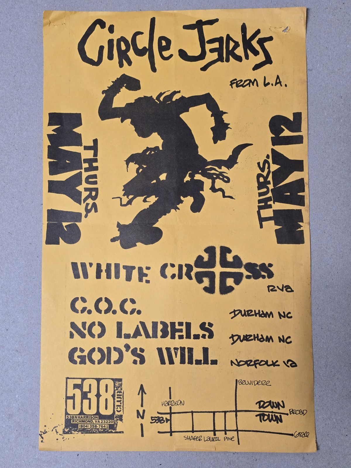 Original Punk Rock Poster -Circle Jerks, White Cross, C.o.c., No Labels, God Wil