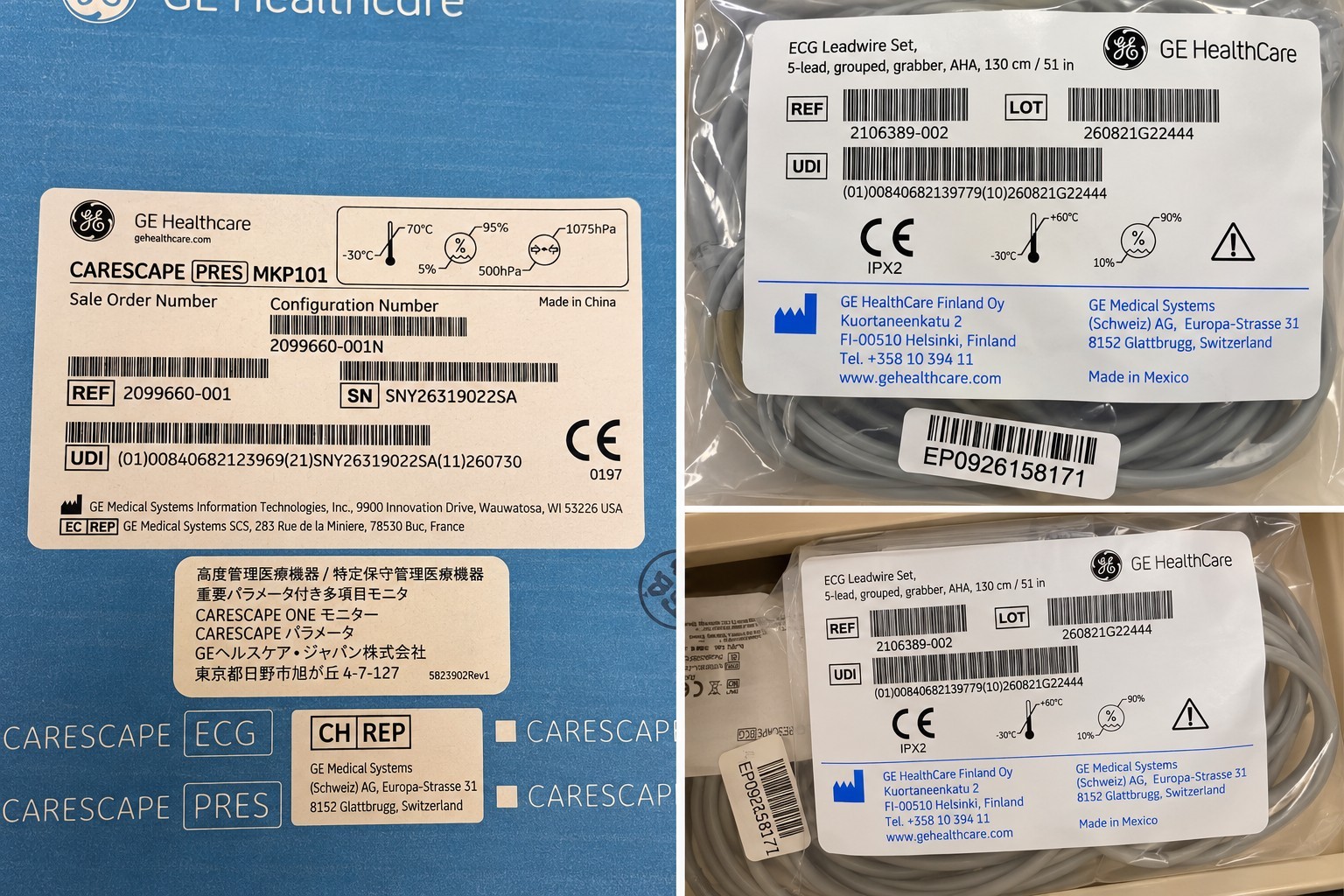 GE CARESCAPE PRES MKP101 2099660-001 + ECG 5-Lead 2106389-002 Bundle