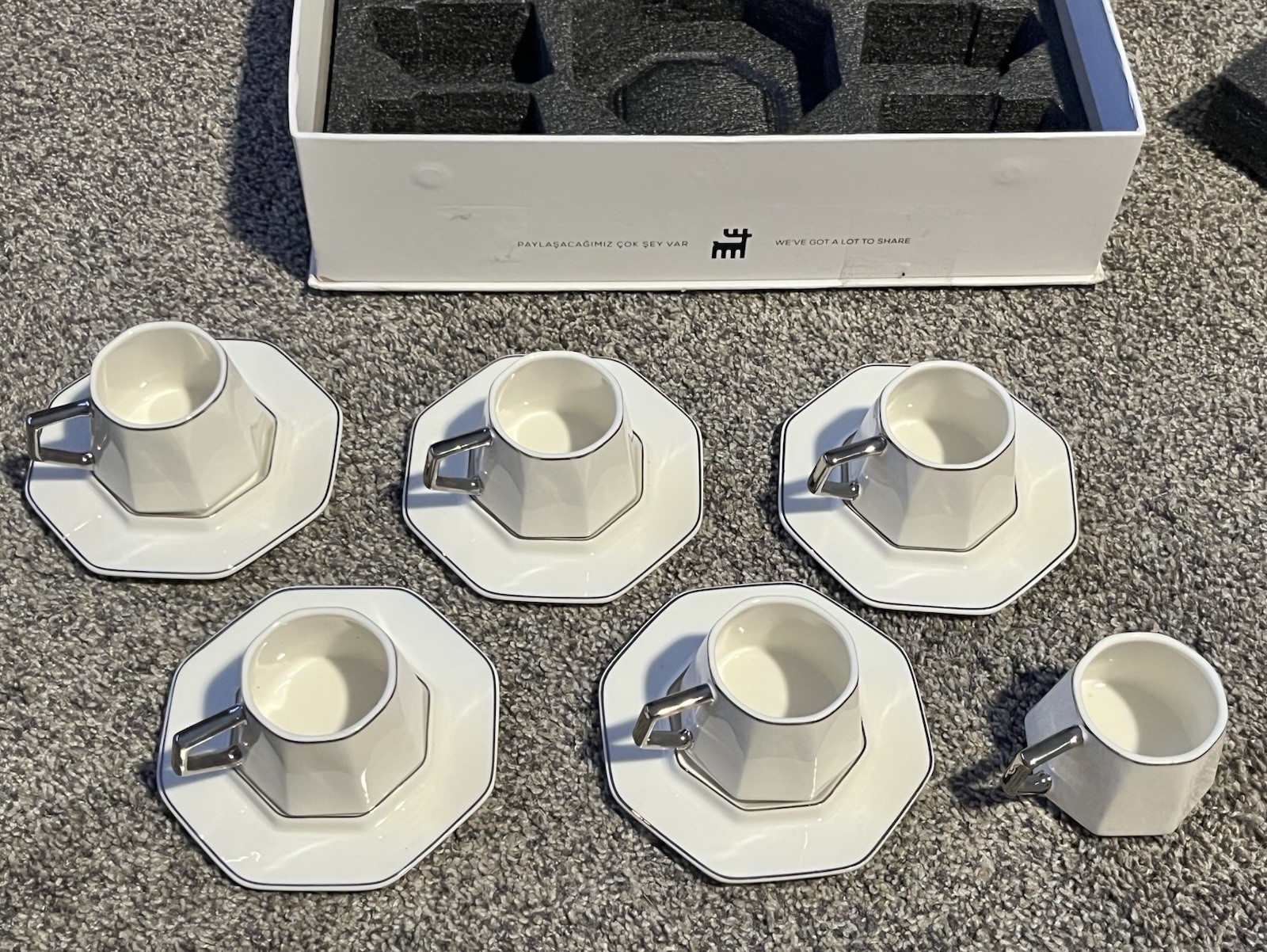 Karaca Zeher Turkish Coffee Cup And Saucer Set (missing 1 saucer)