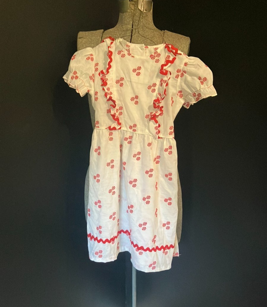 Vintage Lil\' Airess Girl\'s Red & White Polka Dot Dress Size 5 1950s 60s