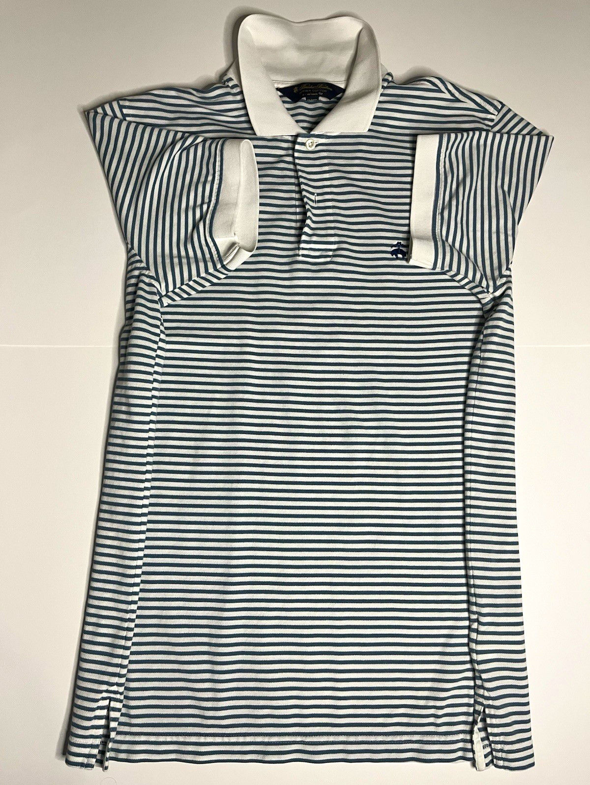 Brooks Brothers Supima Cotton Original Fit Striped Polo Blue Men’s M Worn Light Brooks Brothers Supima Cotton Original Fit Striped Polo Blue Men’s M Worn Light