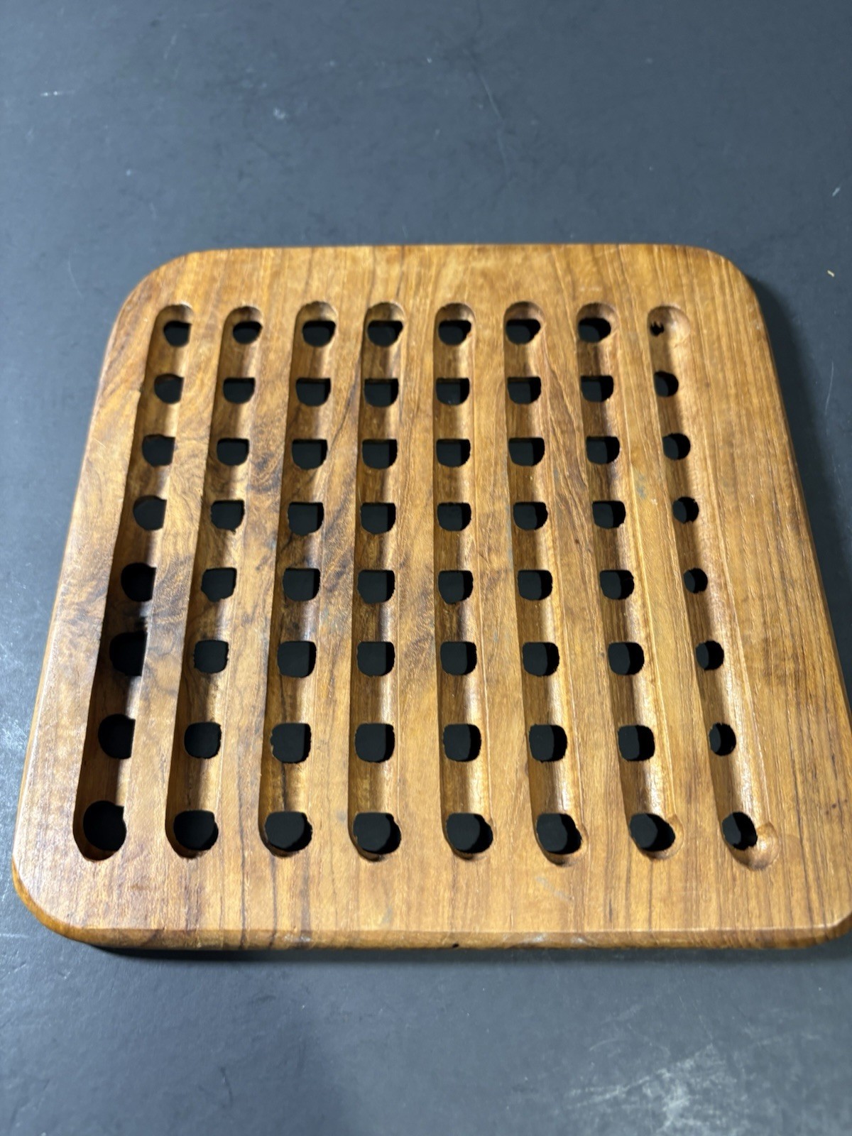 Vintage Mid-Century Modern Teak Wood Trivet Lattice Grate Thailand 7.5” Vintage Mid-Century Modern Teak Wood Trivet Lattice Grate Thailand 7.5”