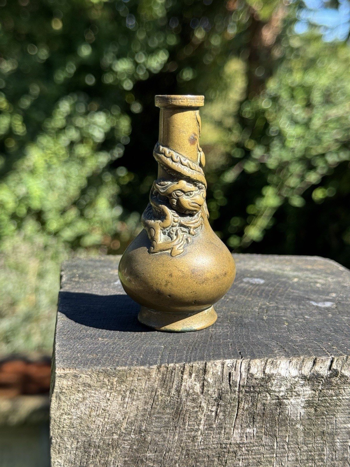 CHINESE 17TH 18TH CENTURY BRONZE INCENSE TOOL VASE DRAGON QING DYNASTY