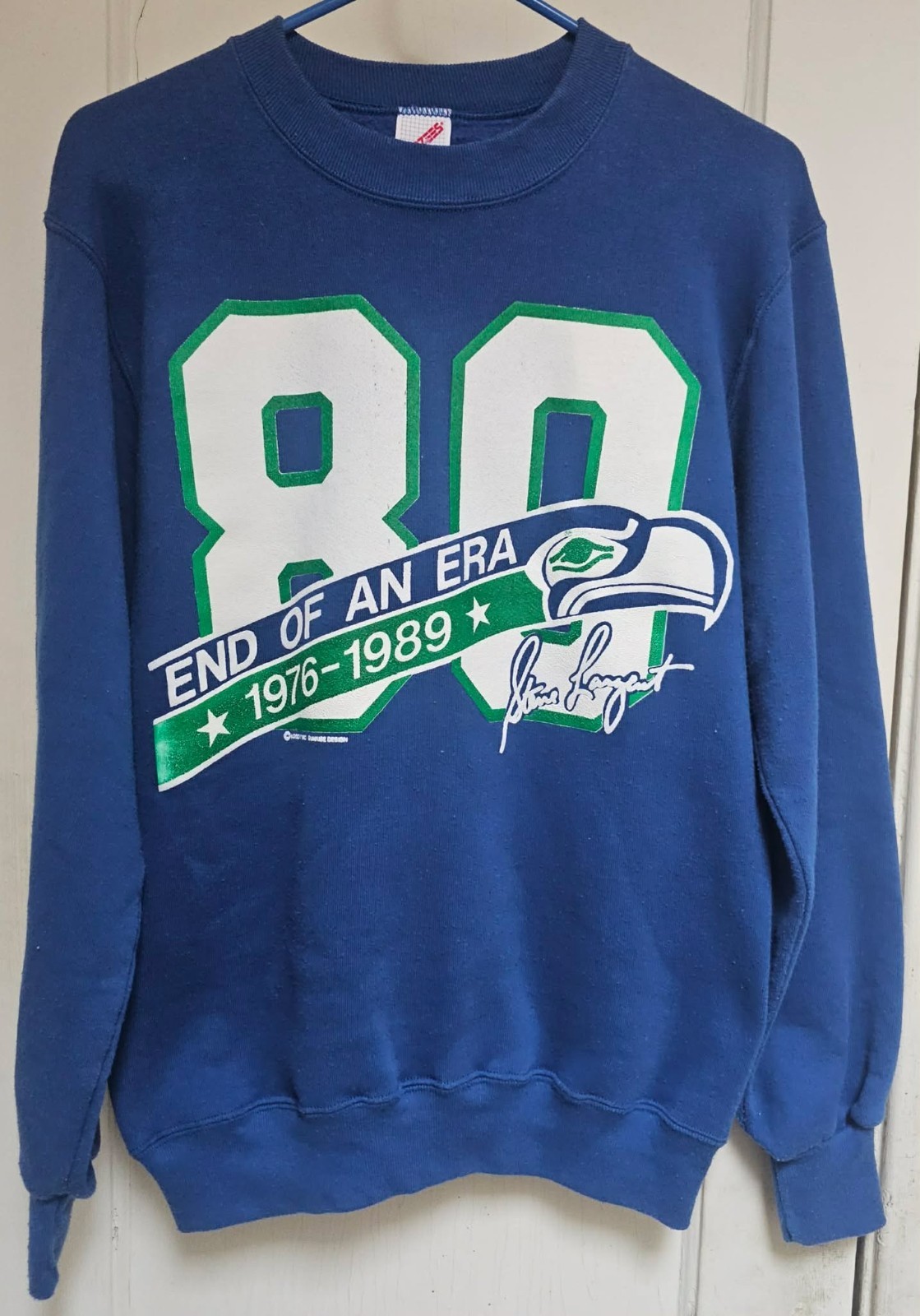 vtg 1989 Seattle Seahawks Steve Largent Retirement SweatShirt Sz S Logo7 jerzees vtg 1989 Seattle Seahawks Steve Largent Retirement SweatShirt Sz S Logo7 jerzees