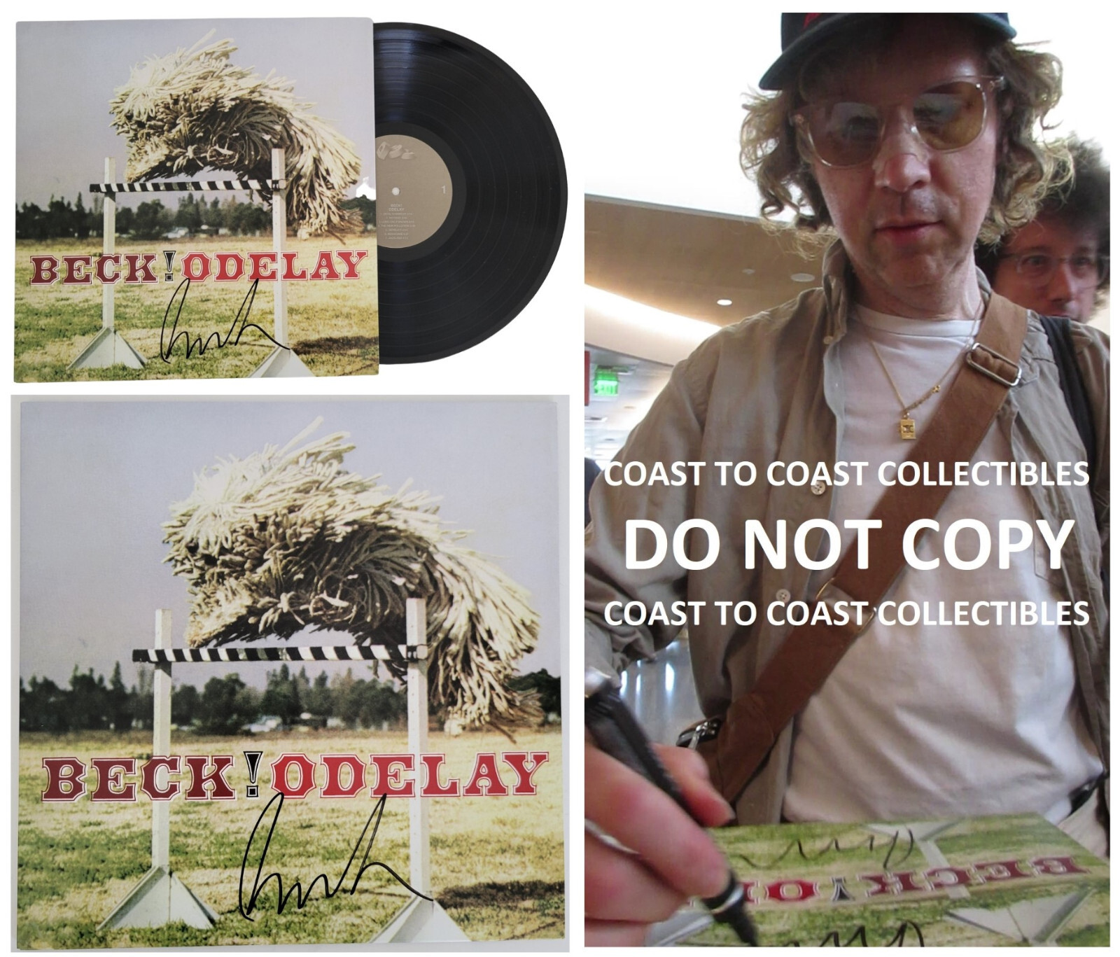 Beck Hansen signed Odelay album COA exact proof autographed vinyl record