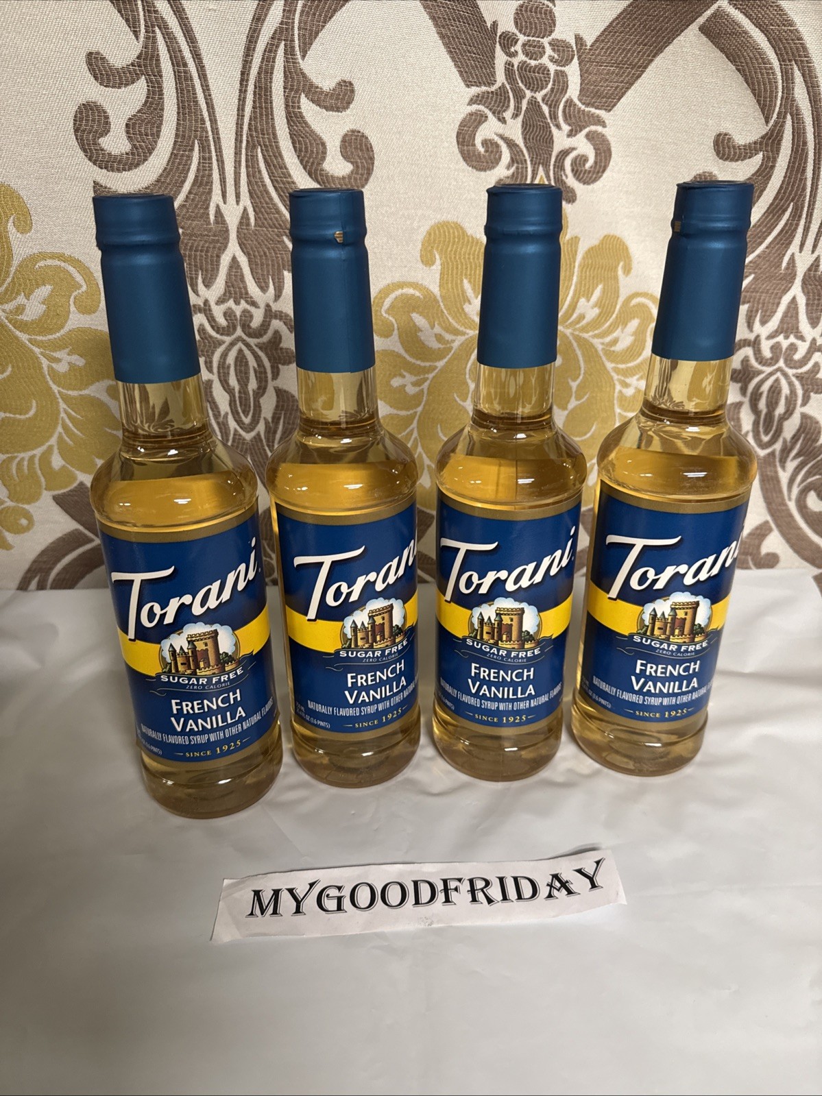 4 Pack - Torani Sugar-Free French Vanilla Syrup 25.4 fl. oz Each (Exp:8/2027) 4 Pack - Torani Sugar-Free French Vanilla Syrup 25.4 fl. oz Each (Exp:8/2027)