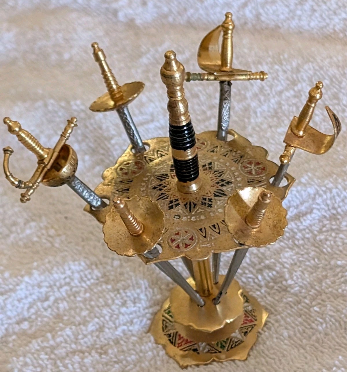 Vintage Toledo miniature cocktail swords Toothpicks Set Of 6 Damascene Vintage Toledo miniature cocktail swords Toothpicks Set Of 6 Damascene