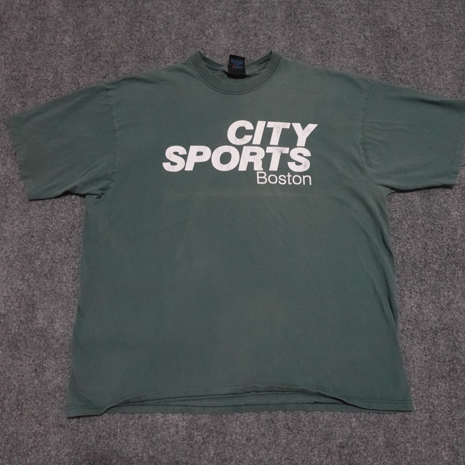 Vintage City Sports Boston Shirt Mens 2XL XXL Green Sun Faded Crewneck 90s 0754