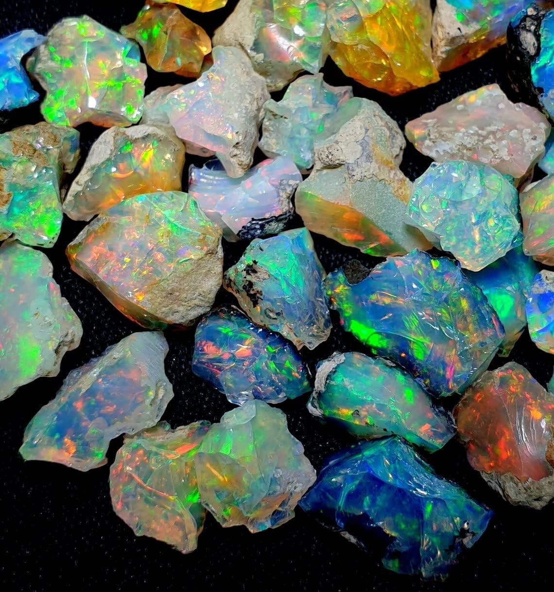 Rossecjewel Natural Ethiopian Opal Rough - Stunning Fire Rainbow Rock Specimen 4 Rossecjewel Natural Ethiopian Opal Rough - Stunning Fire Rainbow Rock Specimen 4