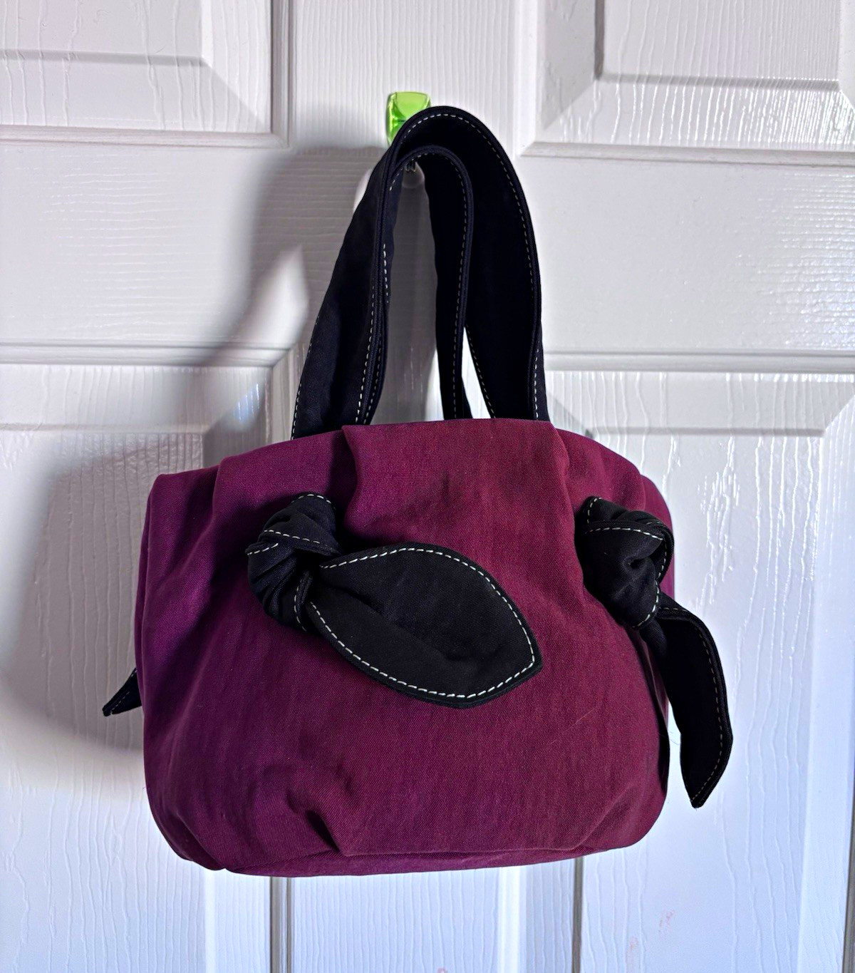 STAUD Ronnie Bag Small Top Handle Bag, Magnetic Closure, Raspberry/Black NWT