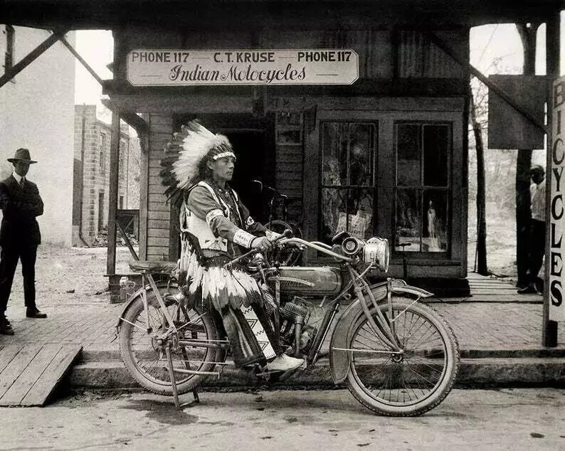 American Indian on an Indian Motorcycle Made in America