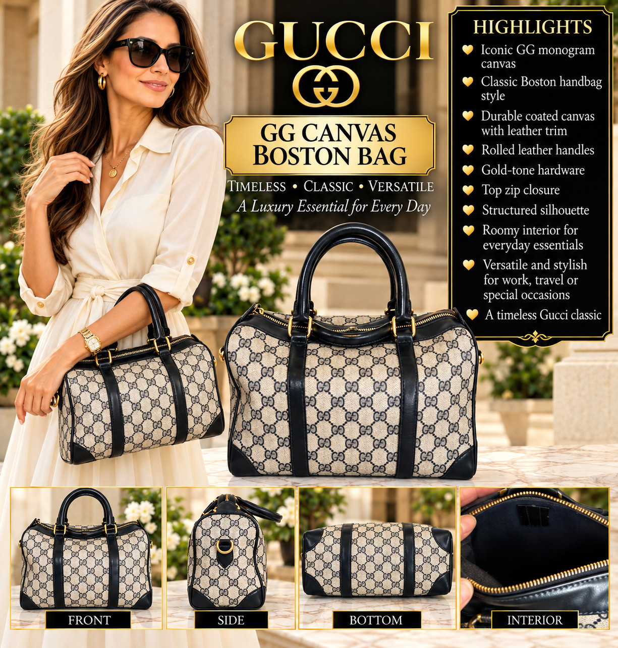 Gucci GG Canvas Boston Bag 13\