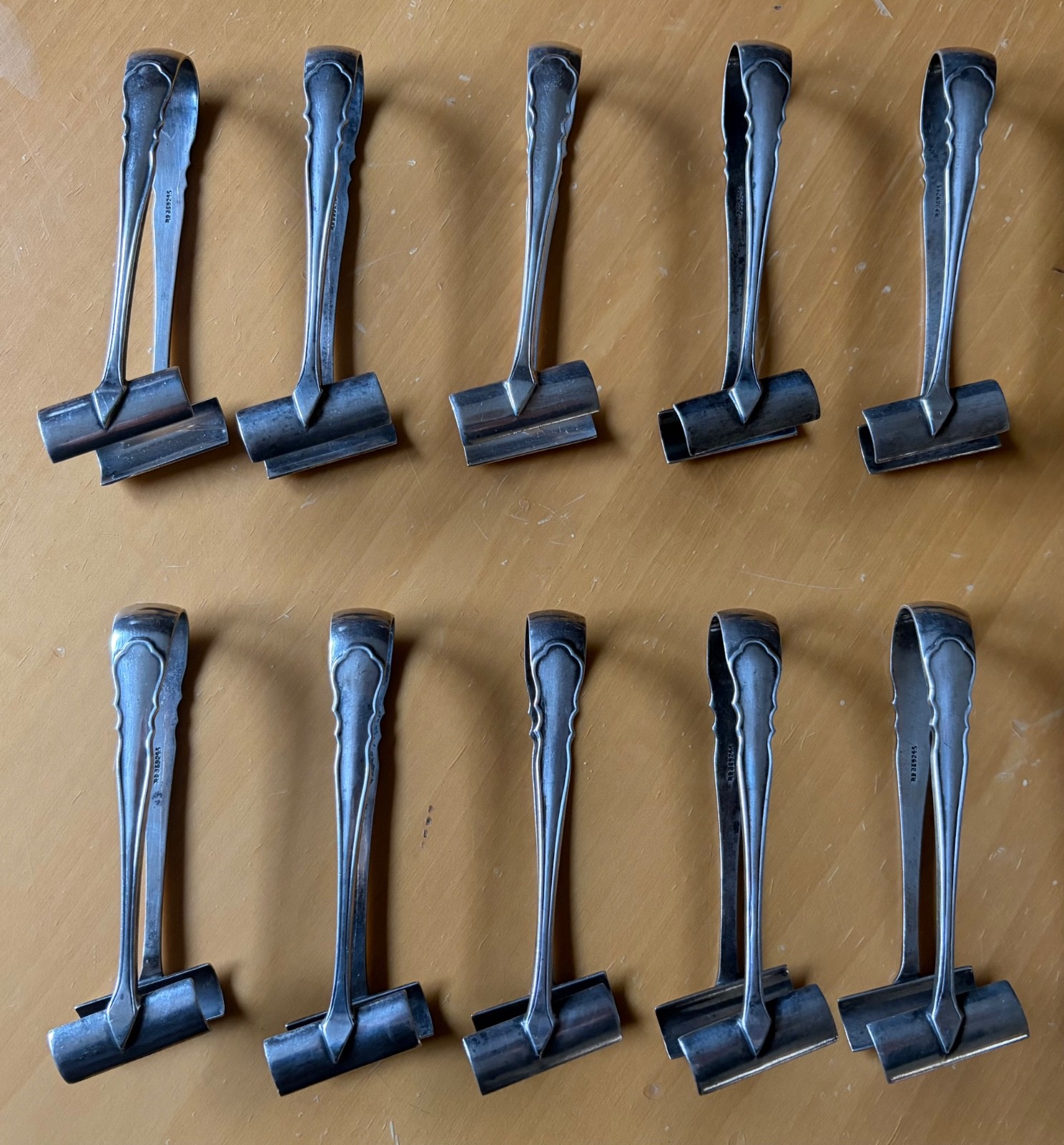 Antique British WILLIAM HUTTON  individual Asparagus Tongs-set of 10