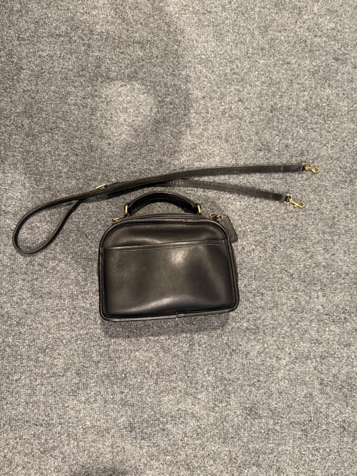 Coach Vintage 90\'s Lunchbox Black Leather Hand & Shoulder Crossbody Bag 9991