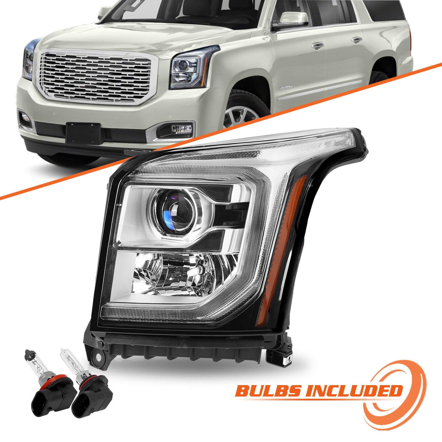 For 2015-2020 GMC Yukon Halogen w/ LED DRL Projector Factory Headlight Left Side