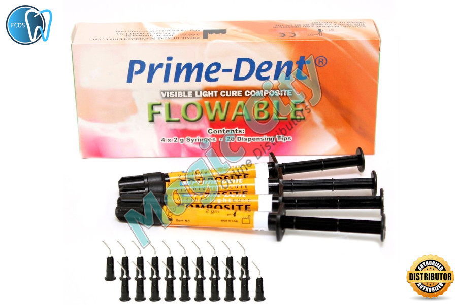Prime-Dent Dental Flowable VLC Light Cure Composite 4 Syringe Kit - A1