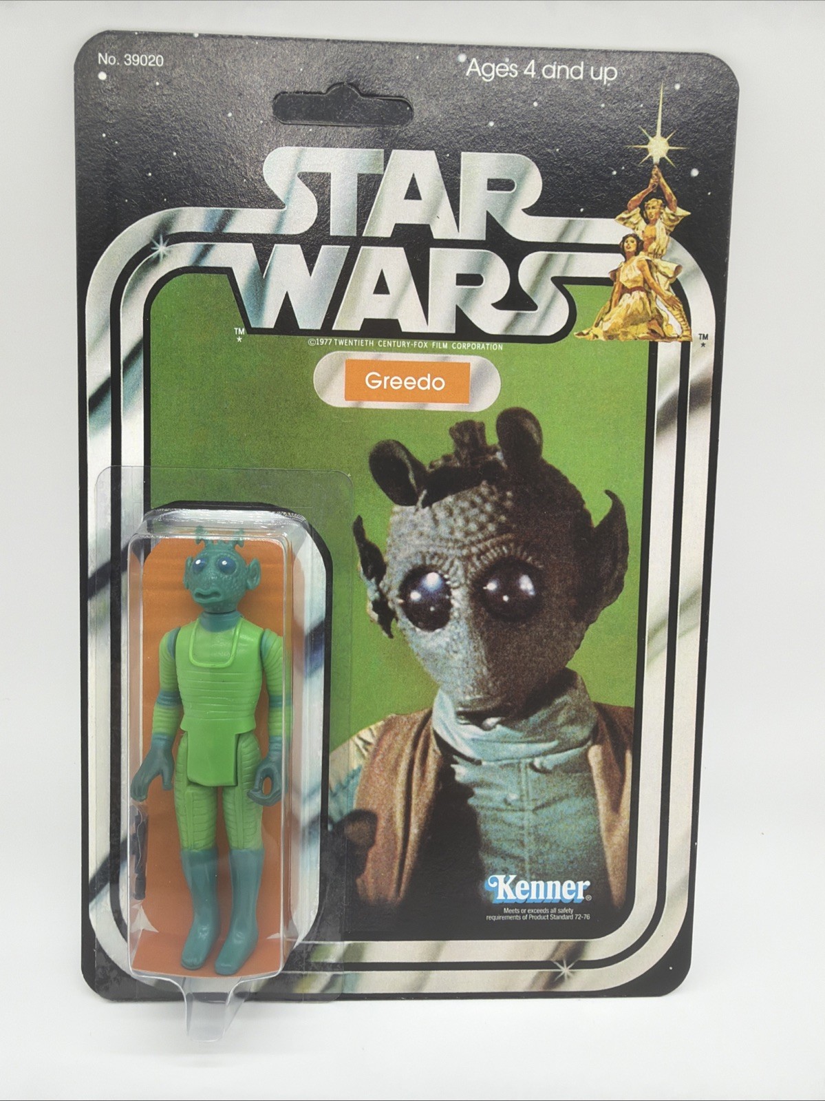 Vintage Star Wars Greedo Original Action Figure on Custom 21 Bk A NEW HOPE Card