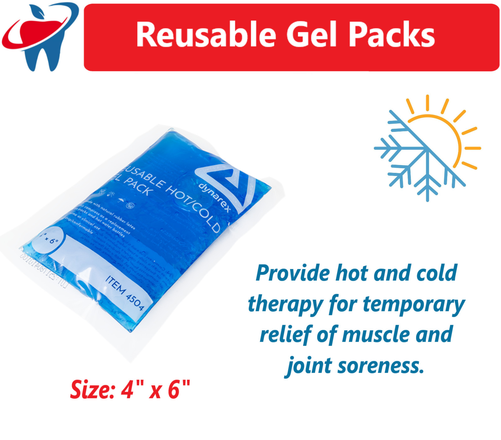 Reusable Flexible Comfort Gel Ice Pack Hot/Cold Pac Non Toxic 3 Sizes, 1-4 Packs