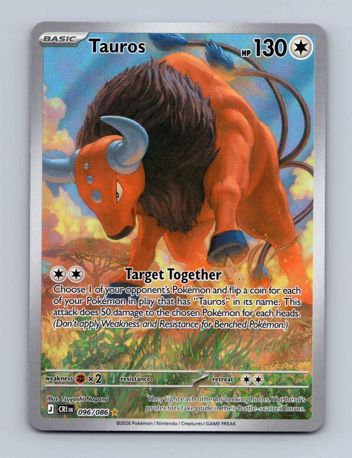 Tauros 096/086 Holo Illustration Rare Chaos Rising Pokemon Near Mint Tauros 096/086 Holo Illustration Rare Chaos Rising Pokemon Near Mint