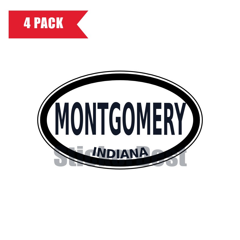 Indiana Montgomery Oval Sticker 4 Pack 3x2 Inch