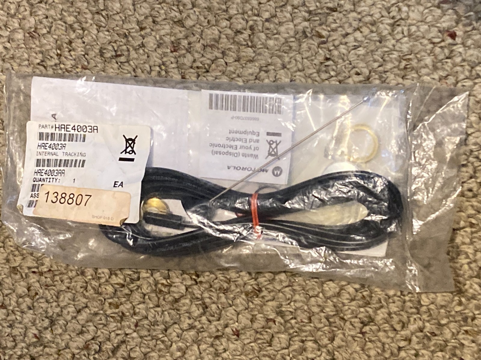 HAE4003A Motorola 1/4-Wave NMO Mount Antenna Cable Kit 450–470 MHz UHF