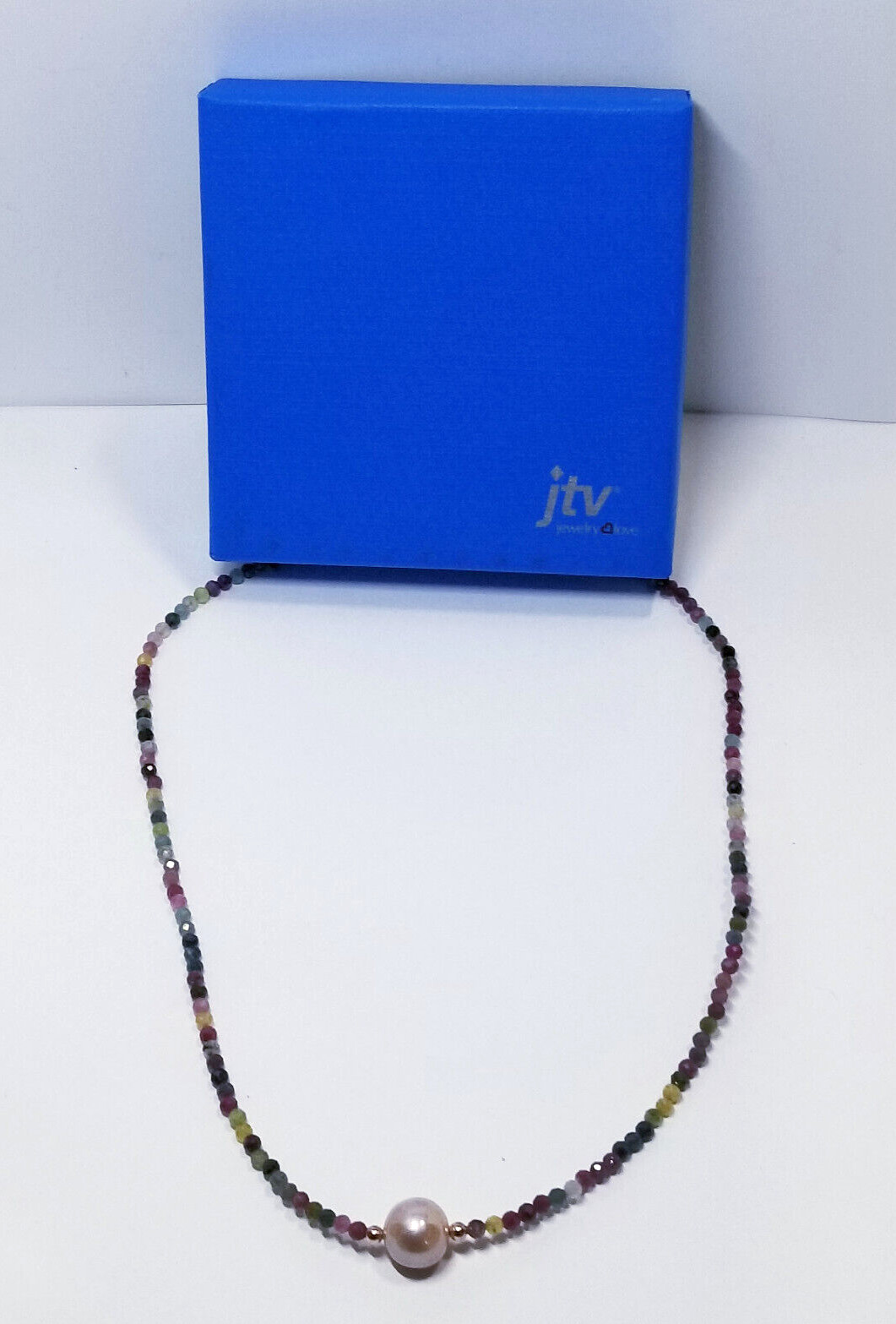 JTV Genusis Pink Cultured Freshwater Pearl & Multi Tourmaline Necklace 18\