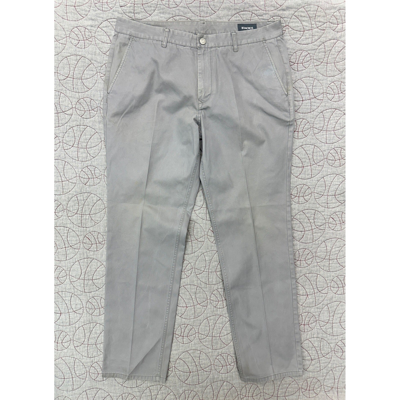Bonobos Chinos Gray Athletic Stretch Washed / Mens 36x32