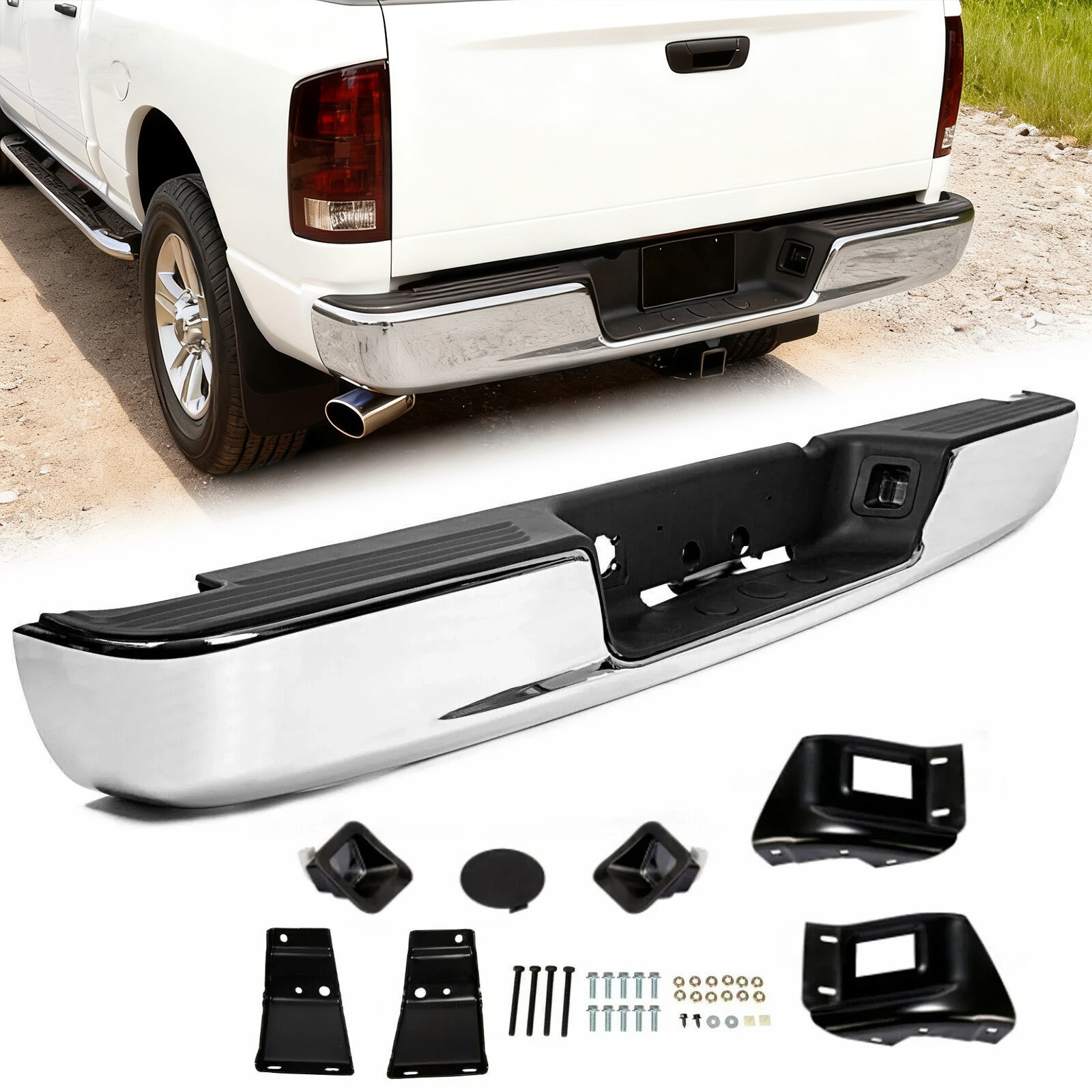 For 02-08 2003 09 Dodge RAM 1500 2500 3500 New Chrome Rear Step Bumper Assembly For 02-08 2003 09 Dodge RAM 1500 2500 3500 New Chrome Rear Step Bumper Assembly