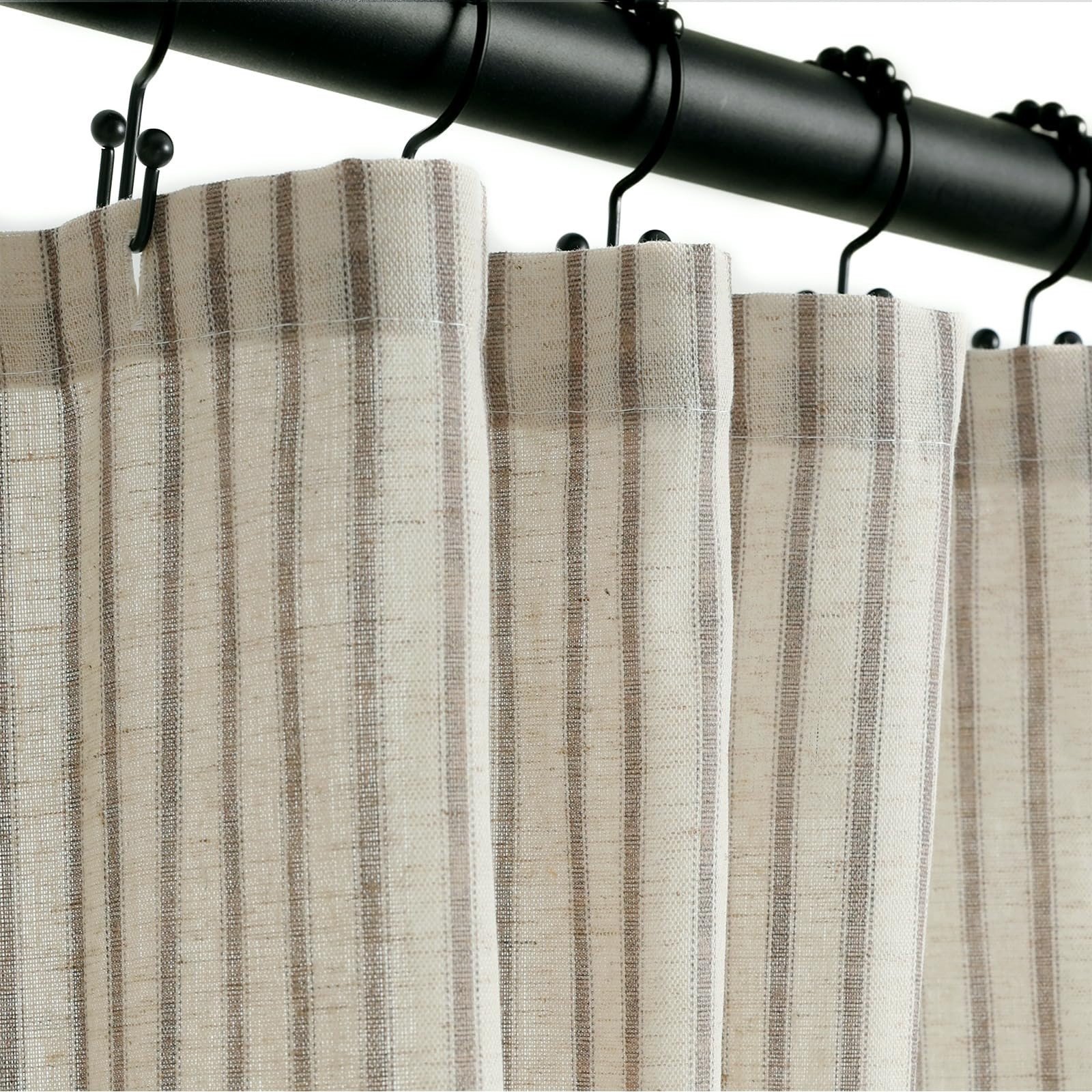 Farmhouse Striped Shower Curtain 72x72, Linen Blend, Breathable, Rustic Taupe, M Farmhouse Striped Shower Curtain 72x72, Linen Blend, Breathable, Rustic Taupe, M