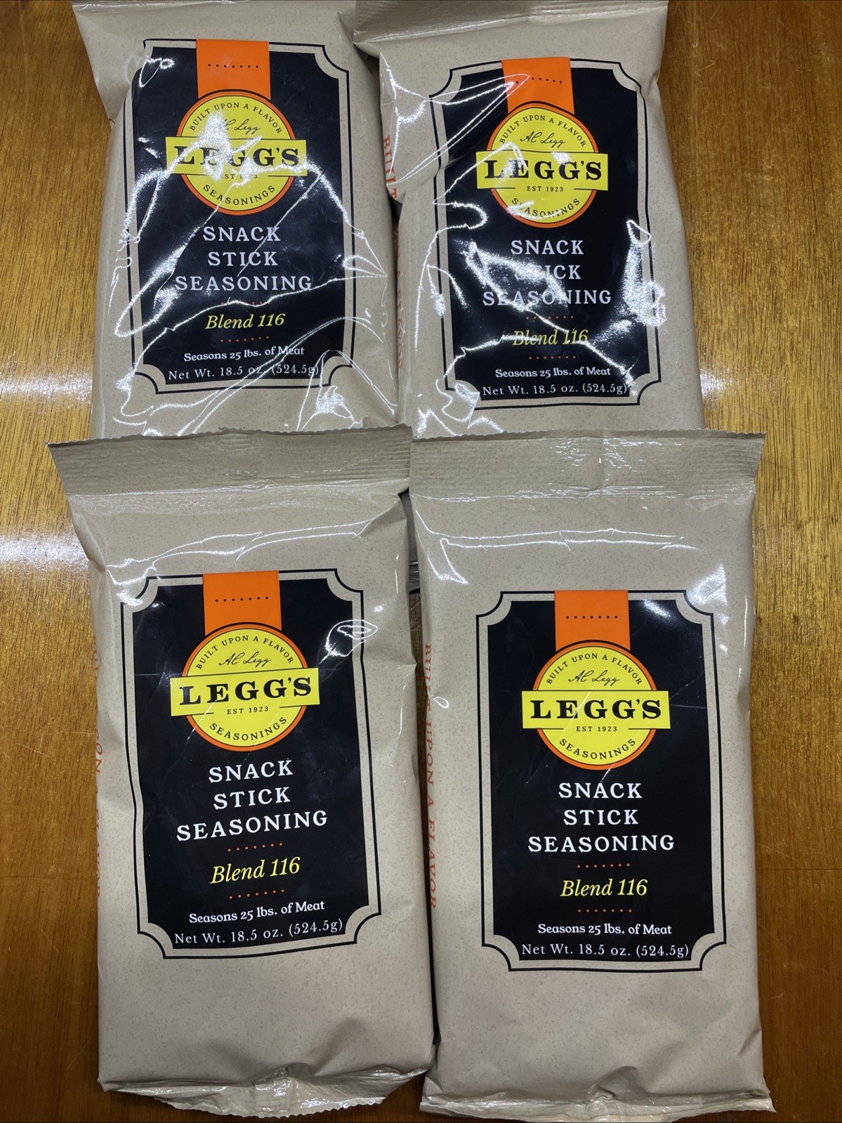 (4) AC Legg’s Snack Stick Seasoning 18.5 Ounce Blend 116 Seasons 100 Lbs Meat