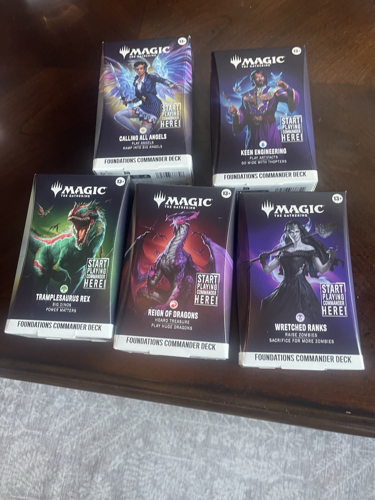 MTG Magic The Gathering Foundations Set of 5 Commander Decks SEALED IN HAND^ MTG Magic The Gathering Foundations Set of 5 Commander Decks SEALED IN HAND^
