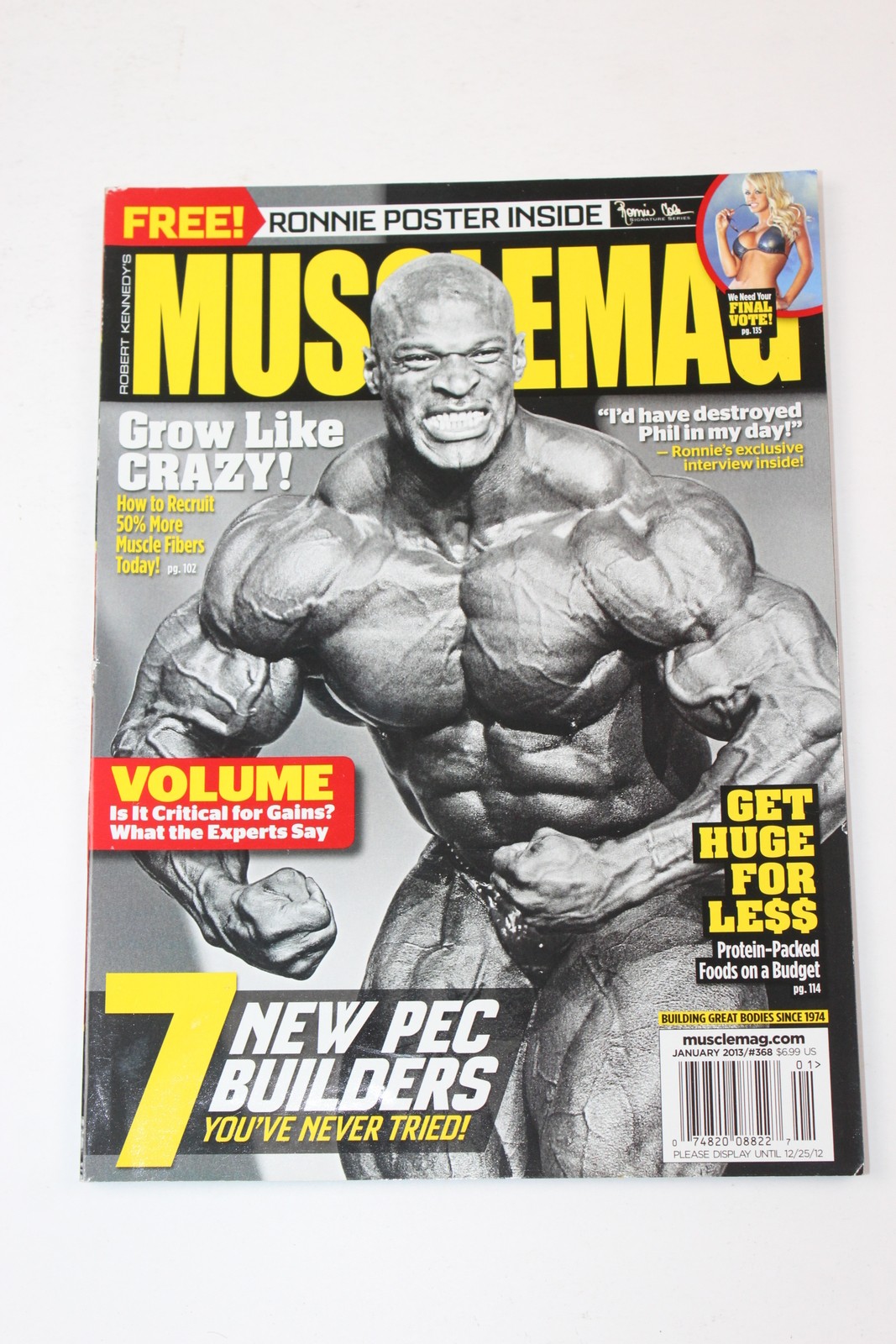 MuscleMag Magazine January 2013 No. 368 Ronnie Coleman w Poster No Label MuscleMag Magazine January 2013 No. 368 Ronnie Coleman w Poster No Label
