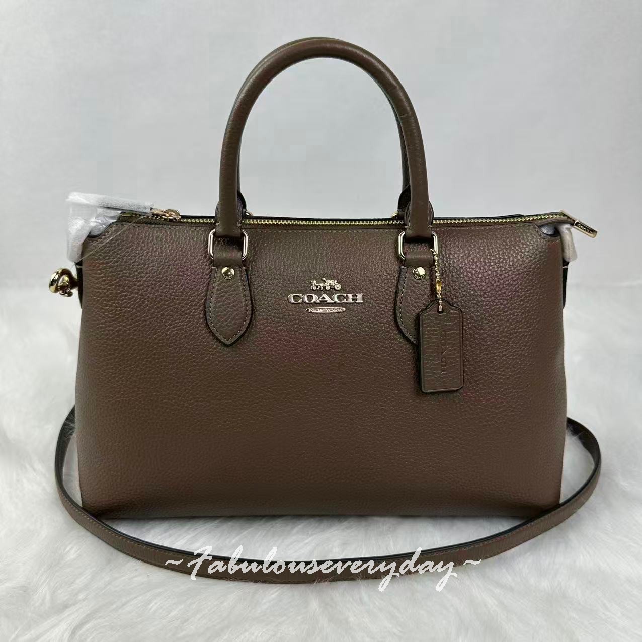 COACH Georgia Satchel Bag Crossbody In Leather/Gold/Dark Stone CR156 NWT