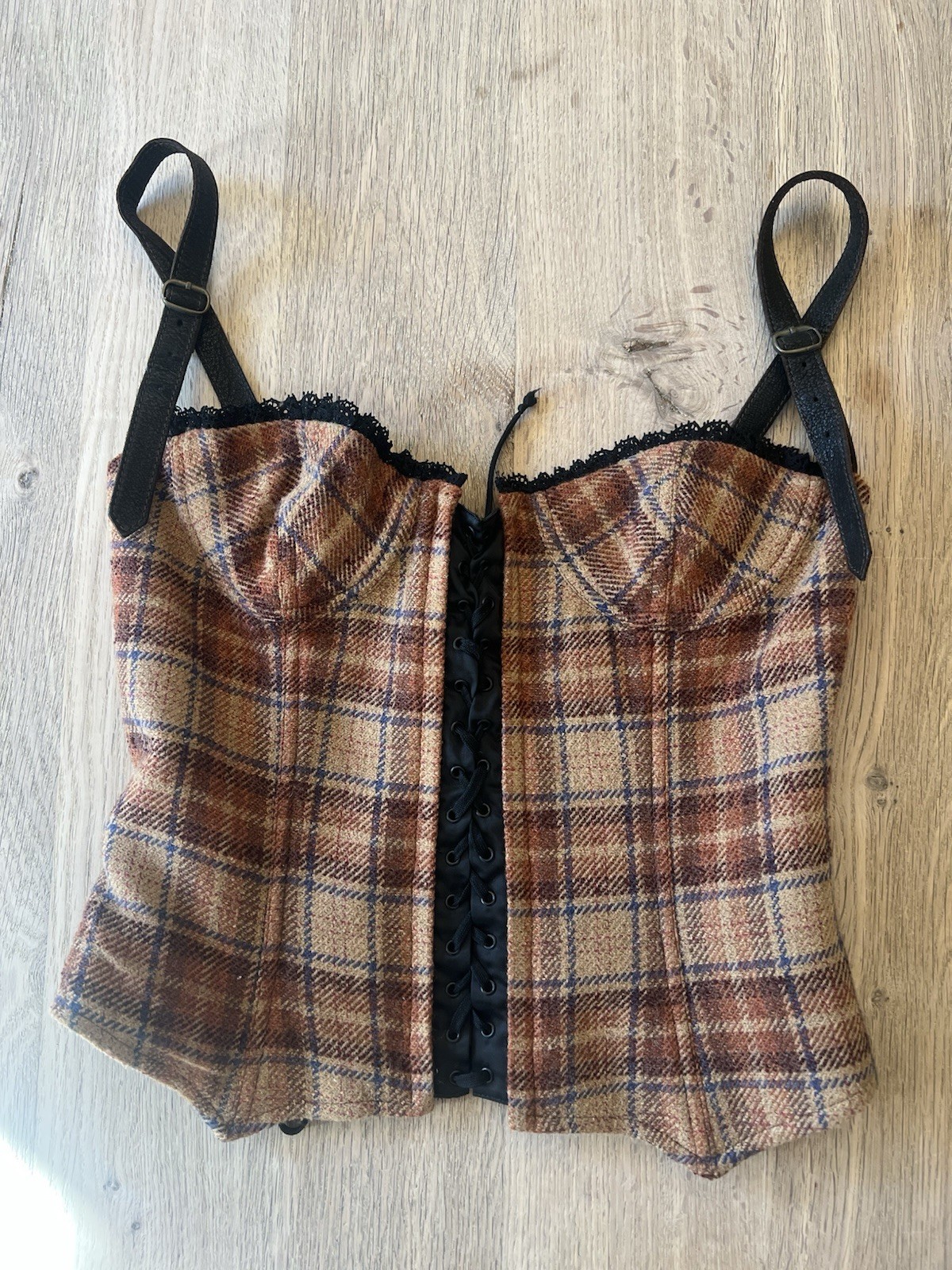 Rare Vintage 2002 D&G Dolce & Gabbana Tartan Plaid Corset Bustier Top IT 44 Rare Vintage 2002 D&G Dolce & Gabbana Tartan Plaid Corset Bustier Top IT 44
