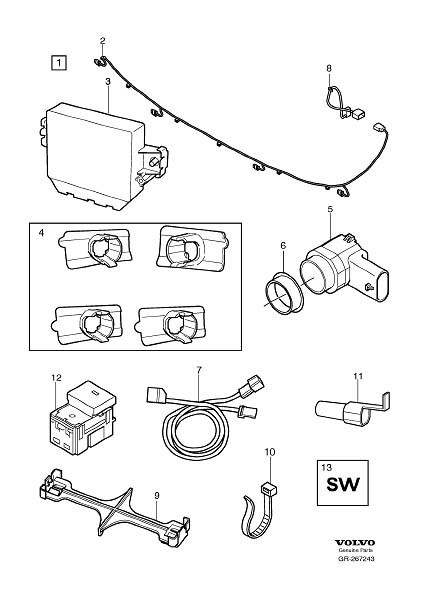 Genuine Volvo Rear Park Assist Retrofit Kit 31269374 NOS OEM S80 P3 New In Box