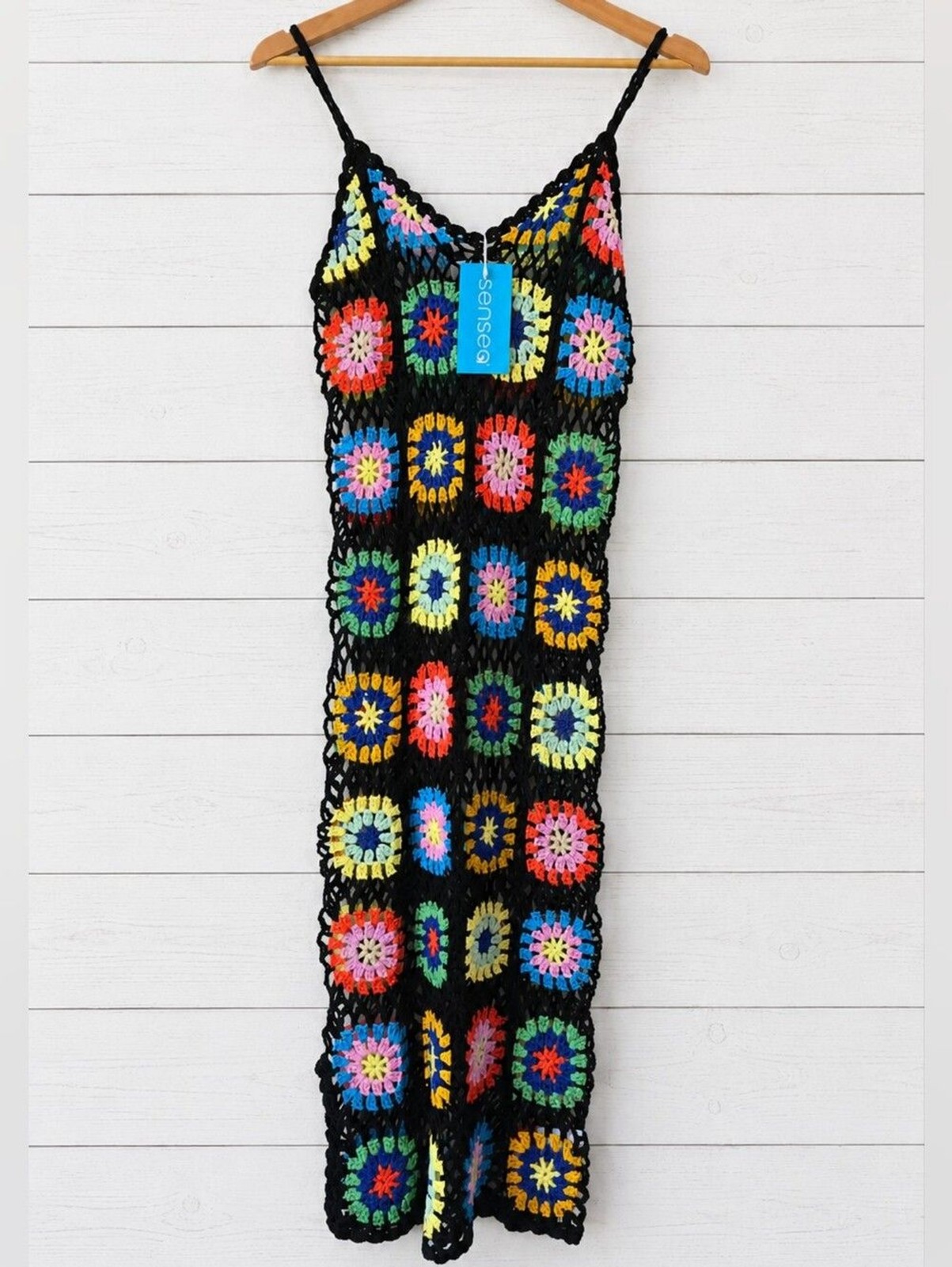 NWT SENSEA Black Crochet Dress Size M