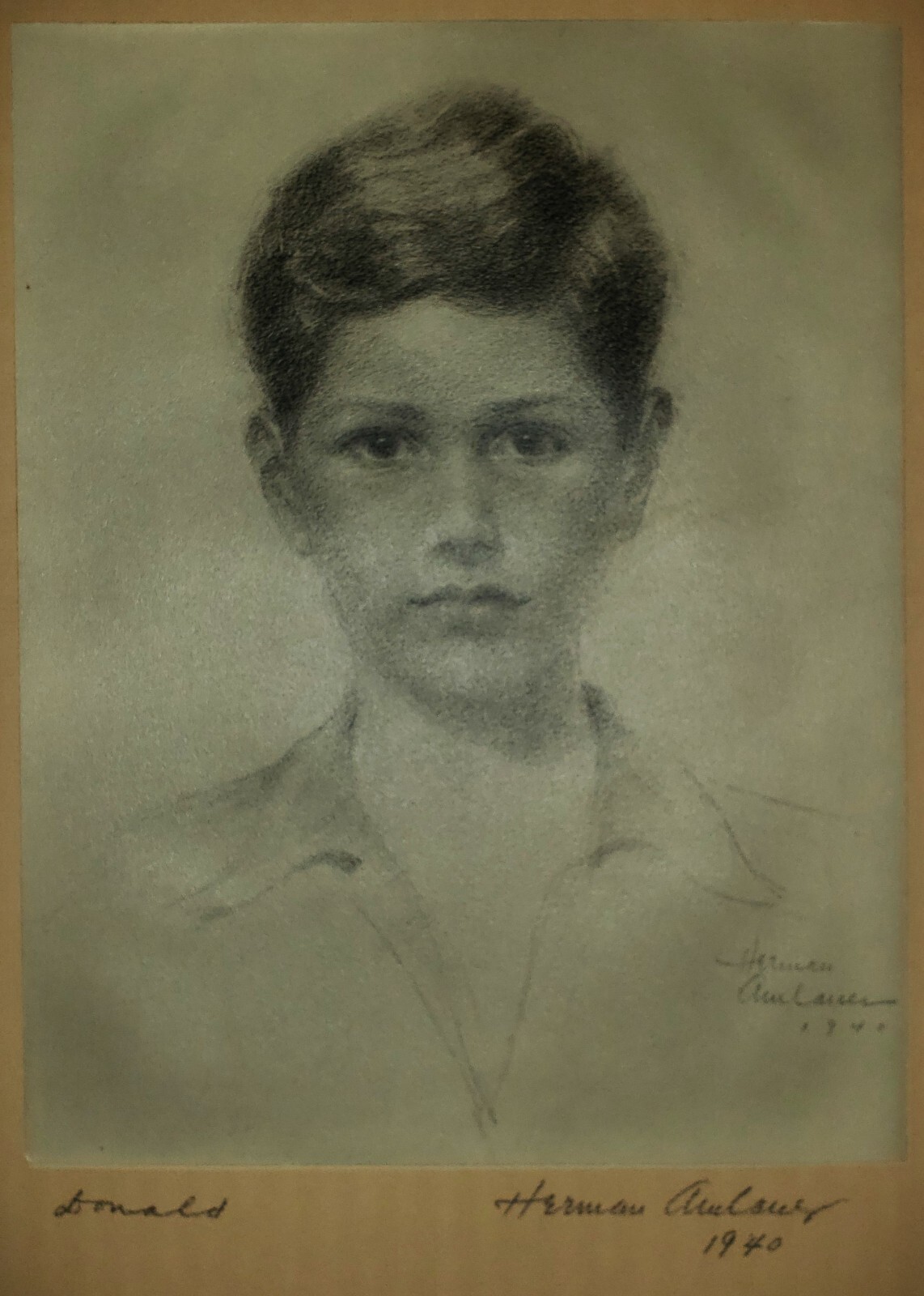 HERMAN AMLAUER (American, 1886-1964) Original Graphite Drawing 1940 Framed